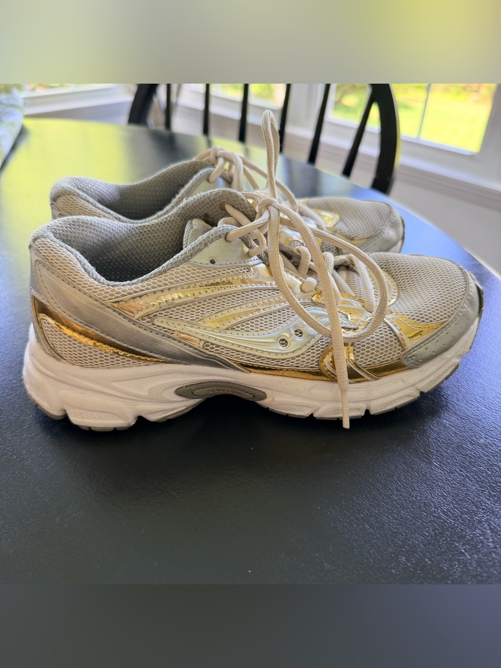 Saucony x J.Crew Collab Silver and Gold Ride Millennium Sneakers - Picture 5 of 12
